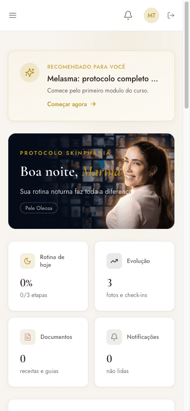 Dashboard Melhor Paciente — visualização mobile